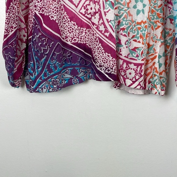 Chico's Women 1 Medium Multicolor Open Cardigan Sweater Ruched Sleeves Causal - Picture 5 of 8